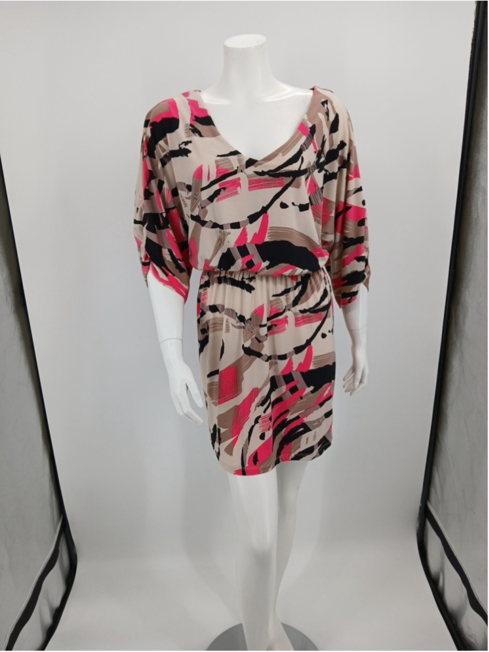 Tori Richard Pink Multi Short Dress Size S Polyester Blend